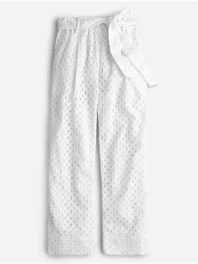 J.Crew EUC Eyelet Wide Leg Pull-on Pants in White Size: 0 | Summer Office
